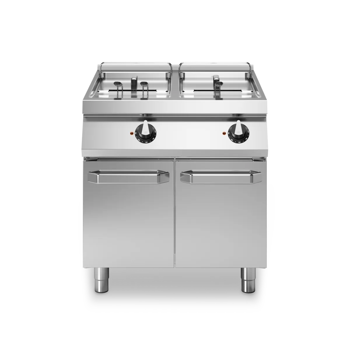 Electric Fryer on Cabinet 13+13L Stainless Steel Double Tank Made in Italy
