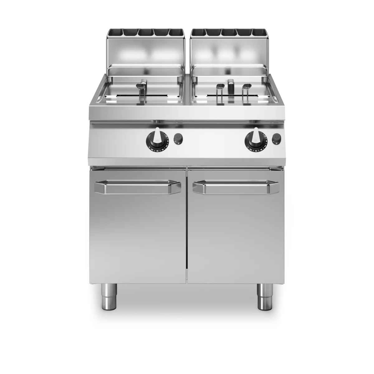 Gas Fryer on Cabinet 13+13L Stainless Steel Double Tank Made in Italy