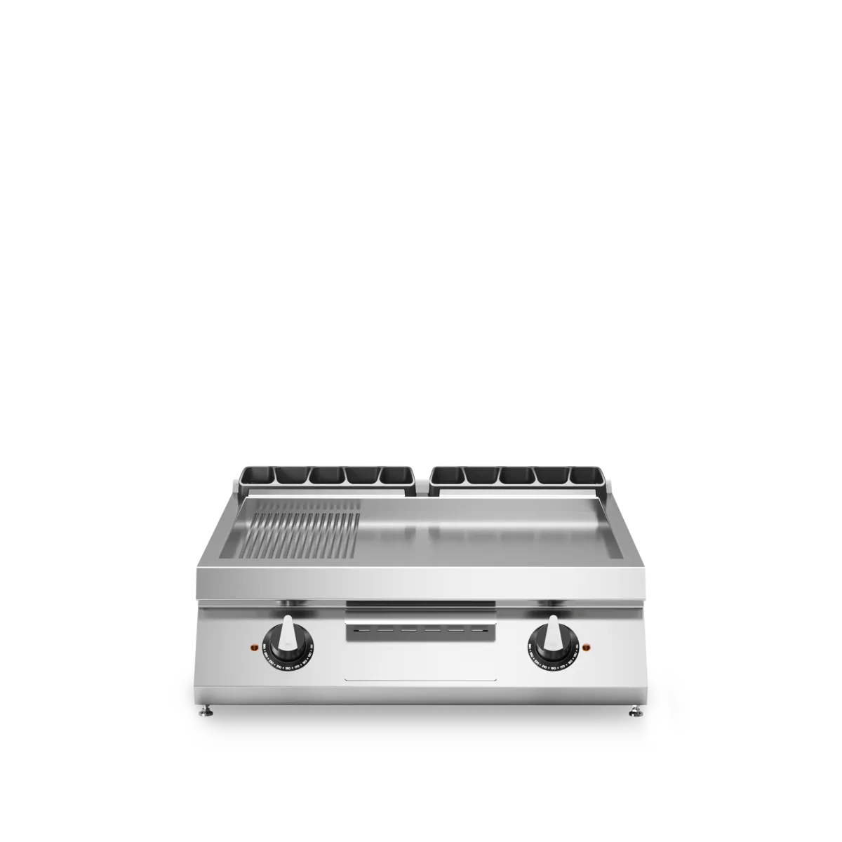 Electric Grill 1/3 Smooth Plate 2/3 Ribbed Plate Table Top Version Stainless Steel - Modular Made in Italy