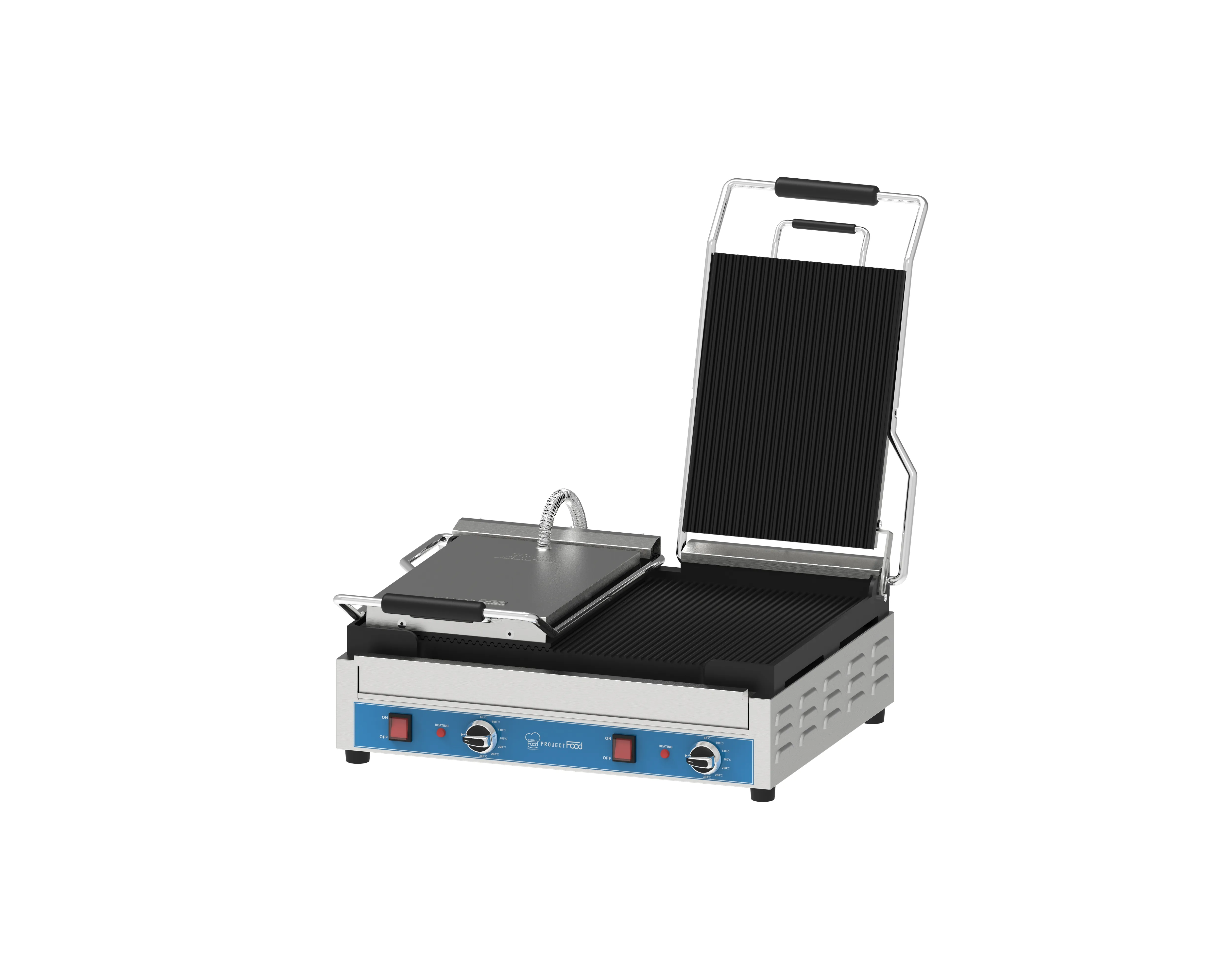 Panini Grill Jumbo Double Ribbed Plates Stainless Steel - Project Food