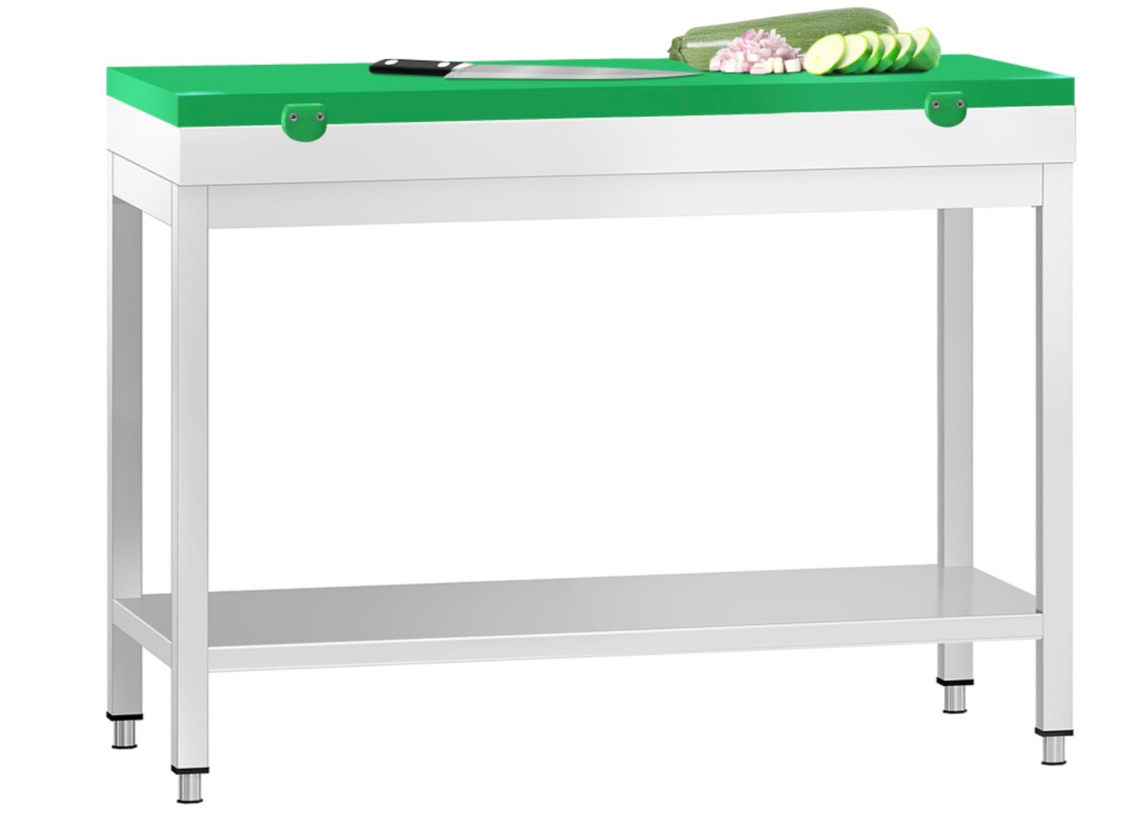 Work Table With Cutting Board (Green) & Bottom Shelf