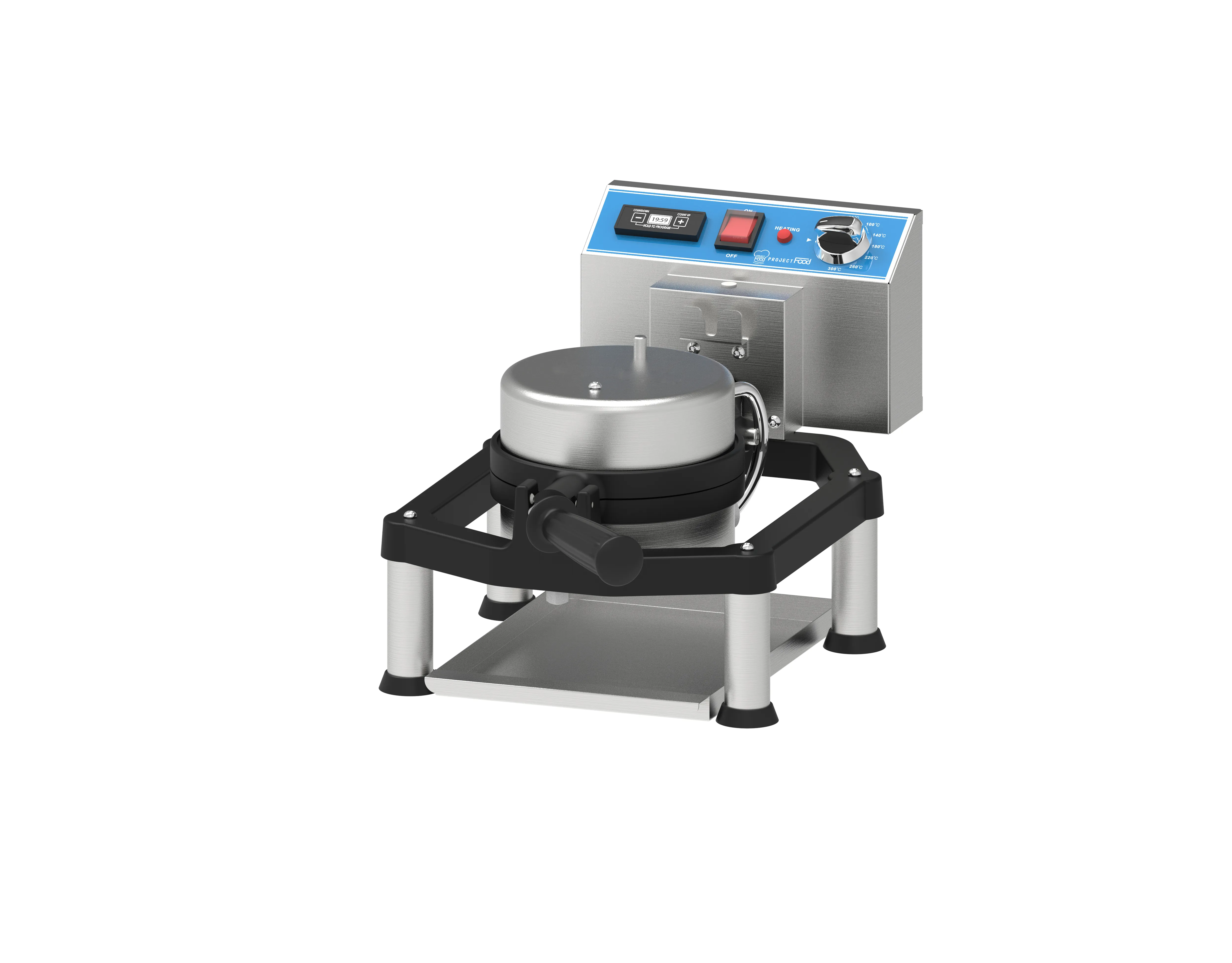 Waffle Maker Rotating 180 Degrees Single Circular Stainless Steel - Project Food Italy