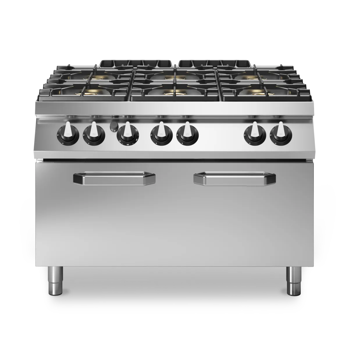 Gas Range Enamelled Containers 6 Burners Maxi Oven Stainless Steel - Modular